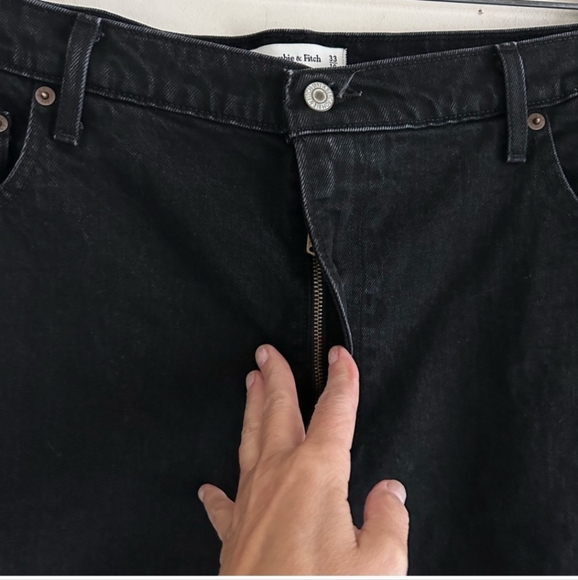 Abercrombie & Fitch Black 90's Straight Ultra High Rise Denim Jeans Size 16 - Picture 11 of 14